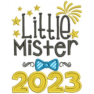 Little Mister 2023 Bow Tie New Year Applique Machine Embroidery Design Digitized Pattern