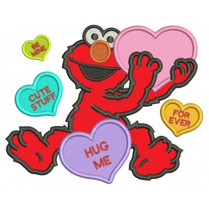Looks Like Elmo With Big Heart Hug Me Forever Love Applique Machine Embroidery Design Digitized Pattern 