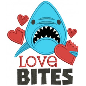 Love Bites Shark Valentine's Day Applique Machine Embroidery Design Digitized Pattern