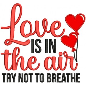 Love Is In The Air Try Not To Breathe Valentine's Day Applique Machine Embroidery Design Digitized Pattern