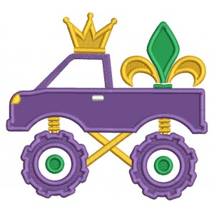 Mardi Gras King Truck Applique Machine Embroidery Design Digitized Pattern