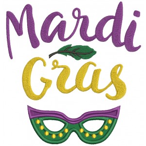 Mardi Gras Mask With a Feather Applique Machine Embroidery Design Digitized Pattern