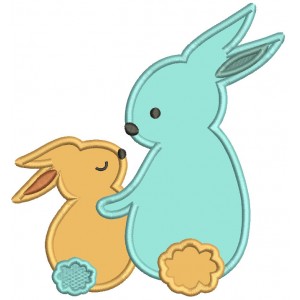 Mommy And Baby Bunnies Mother's Day Applique Machine Embroidery Design Digitized Pattern
