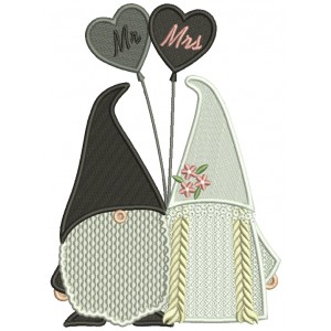 Mr And Mrs Gnome Bride And Groom Filled Machine Embroidery Design Digitized Pattern