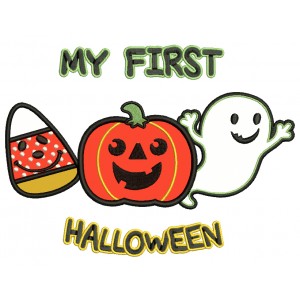 My First Halloween Ghost And Candy Corn Applique Machine Embroidery Design Digitized Pattern