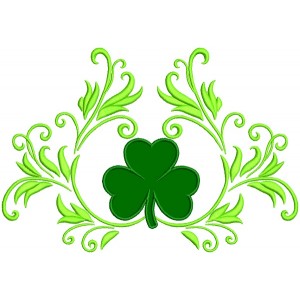 Ornamental Shamrock St. Patrick's Day Applique Machine Embroidery Design Digitized Pattern