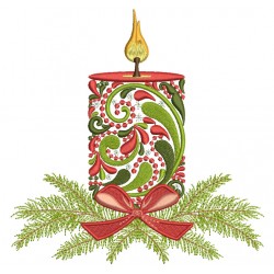 Ornate Christmas Candle Filled Machine Embroidery Design Digitized Pattern