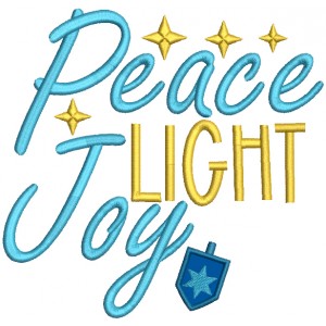 Peace Light And Joy Hanukkah Applique Machine Embroidery Design Digitized Pattern