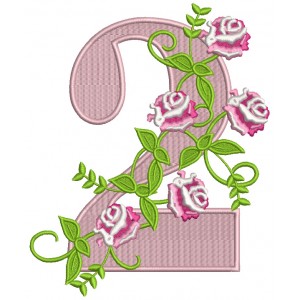 Second Birthday With Roses Filled Machine Embroidery Design Digitized Pattern
