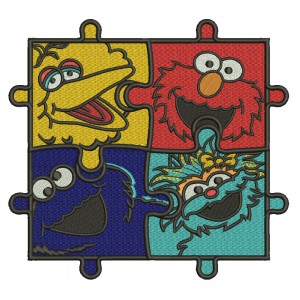Sesame Street Autism Awareness Puzzle Filled Machine Embroidery Design Digitized Pattern 