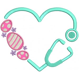 Stethoscope Nurse or a Doctor Easter Eggs Applique Machine Embroidery Design Digitized Pattern