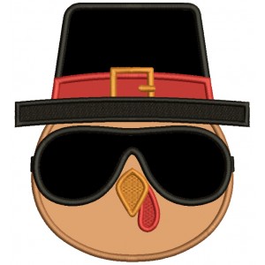 Turkey Head Wearing Sunglasses Thanksgiving Applique Machine Embroidery Design Digitized Pattern