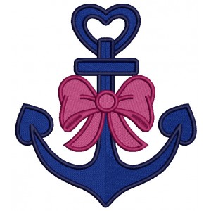 Anchor With a Beautiful Bow Filled Machine Embroidery Design Digitized Pattern