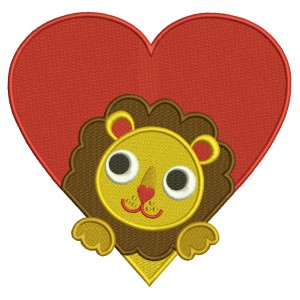 Big Heart Lion Filled Machine Embroidery Design Digitized Pattern 