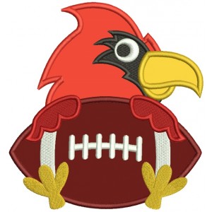 Bird Holding a Football Sports Applique Machine Embroidery Design Digitized Pattern