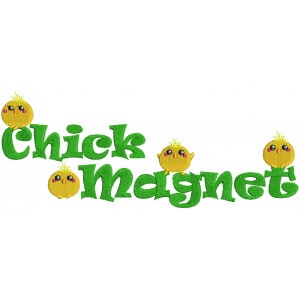 Chick Magnet Without Hair Bow Filled Machine Embroidery Design Digitized Pattern 