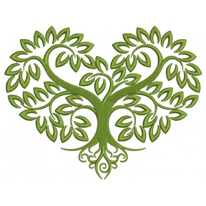 Heart Shaped Tree Filled Machine Embroidery Design Digitized Pattern 
