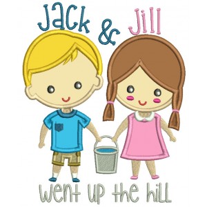 Jack And Jill Wp The Hill Children Rhimes Applique Machine Embroidery Design Digitized Pattern
