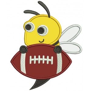 Little Bee With a Football Applique Machine Embroidery Design Digitized Pattern