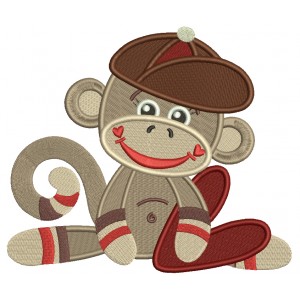 Looks like Sock Monkey Little Boy Filled Machine Embroidery Design Digitized Pattern 