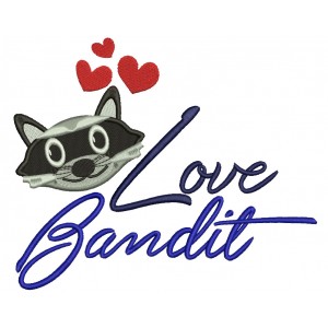 Love Bandit Raccoon With Hearts Love Filled Machine Embroidery Design Digitized Pattern 