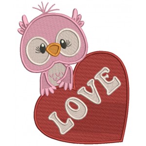 Owl With a Huge Heart Filled Valentine's Day Machine Embroidery Design Digitized Pattern