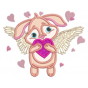 Angel Bunny With Wings Applique Machine Embroidery Design Digitized Pattern 