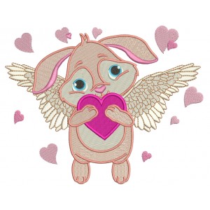 Angel Bunny With Wings Filled Machine Embroidery Design Digitized Pattern 