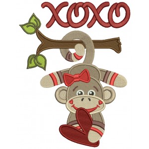 XOXO Looks Like Sock Monkey Filled Machine Embroidery Design Digitized Pattern 