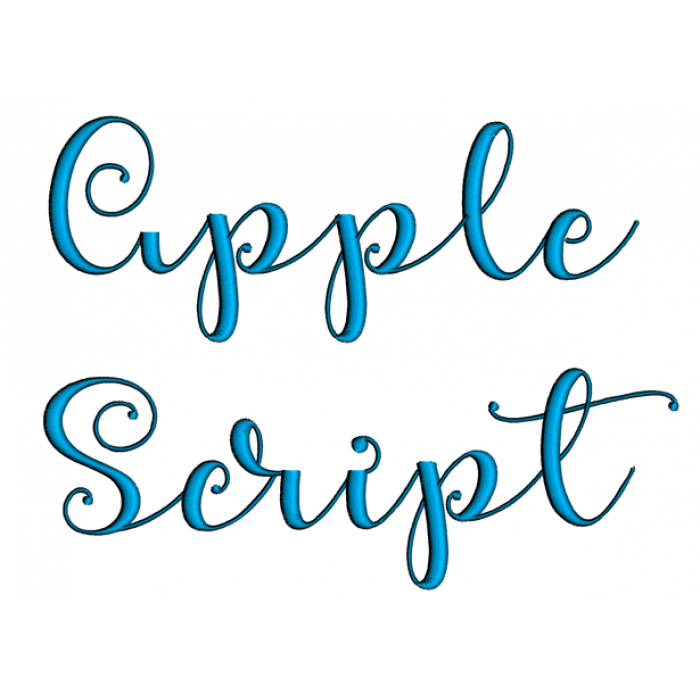 Apple Font Machine Embroidery Script Upper and Lower Case 1 2 3 inches