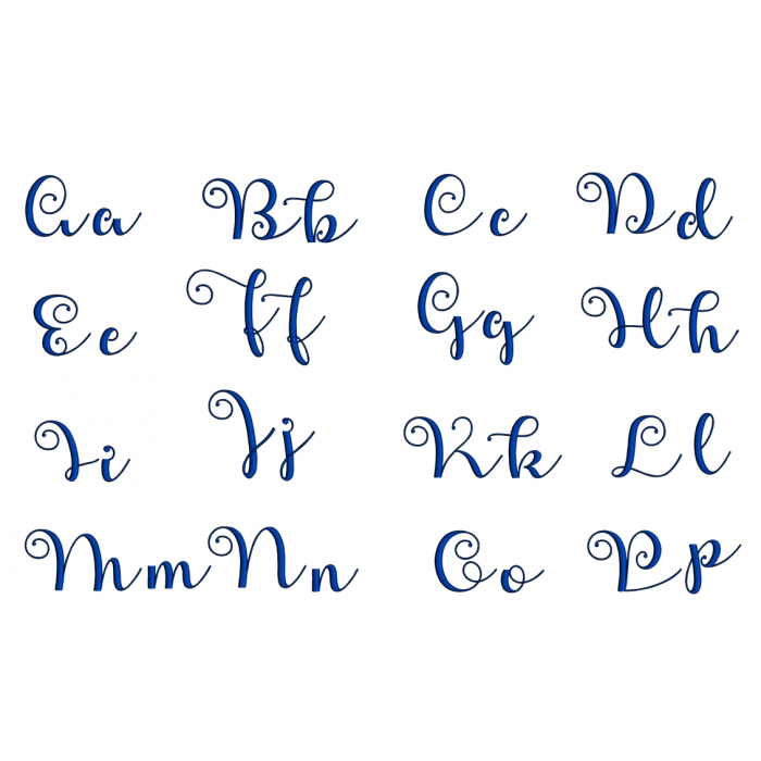 Apple Font Machine Embroidery Script Upper and Lower Case 1 2 3 inches