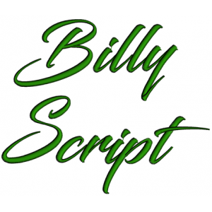 Billy Font Machine Embroidery Script Upper and Lower Case 1 2 3 inches