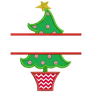 Christmas Tree Split Applique Machine Embroidery Digitized Design Pattern