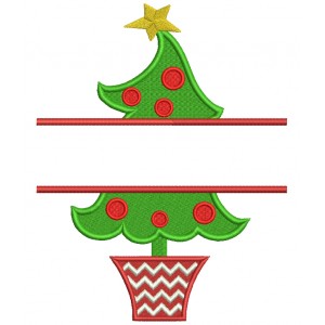 Christmas Tree Split Filled Machine Embroidery Digitized Design Pattern