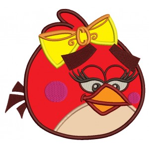 Female Red Bird Ruby Applique Machine Embroidery Digitized Design Pattern