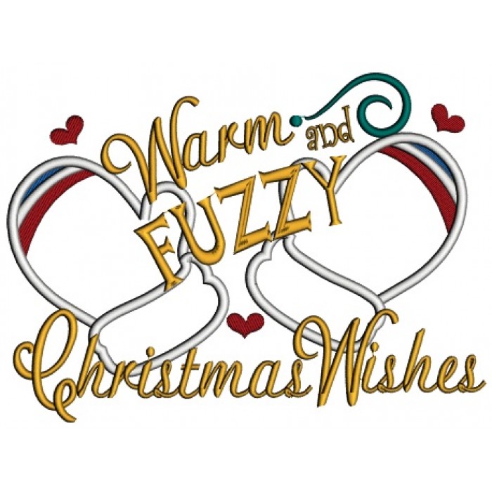 Warm and Fuzzy Christmas Wishes Applique Machine Embroidery Digitized
