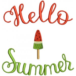 Hello Summer Watermelon Lollipop Filled Machine Embroidery Design Digitized Pattern
