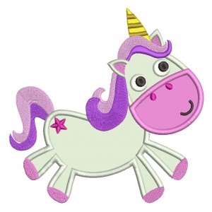 Cute Unicorn Applique Machine Embroidery Digitized Design Pattern