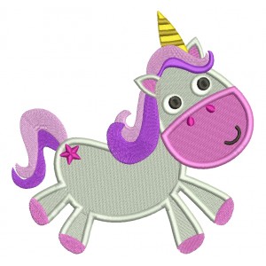 Cute Unicorn Filled Machine Embroidery Digitized Design Pattern