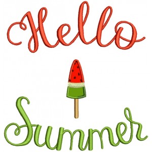 Hello Summer Watermelon Lollipop Applique Machine Embroidery Design Digitized Pattern