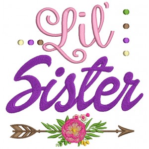 Lil Sister Arrow With a Flower Little Sister Filled Machine Embroidery Digitized Design Pattern
