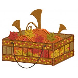 Crate With Pumpkins Fall Thanksgiving Filled Machine Embroidery Digitized Design Pattern