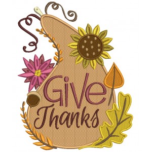 Give Thanks Gourd Thanksgiving Filled Machine Embroidery Digitized Design Pattern