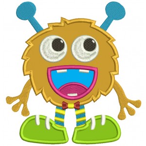 Happy Little Monster Applique Machine Embroidery Digitized Design Pattern