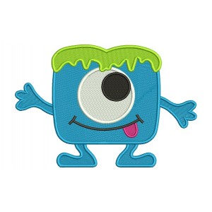 Little Blue Mosnter Filled Machine Embroidery Digitized Design Pattern