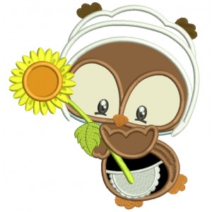 Pilgrim Owl Girl With Sunflower Thanksgiving Applique Machine Embroidery Digitized Design Pattern