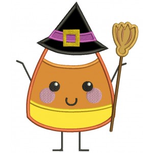 Witch Candy Corn Halloween Applique Machine Embroidery Digitized Design Pattern