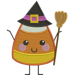 Witch Candy Corn Halloween Filled Machine Embroidery Digitized Design Pattern