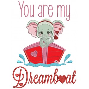 You Are My Dreamboat Applique Machine Embroidery Design Digitized Pattern