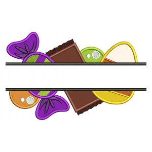 Halloween Candy Split Applique Machine Embroidery Digitized Design Pattern